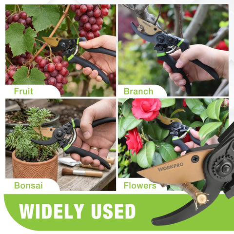 Effortless 8.5 Inch Bypass Pruning Shears With Die Cast Aluminum Handle, Sharp SK5 Blade, Nonstick Coating For Easy Clean