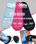 Opti-Mitts by Fleisher's eyeglass cleaning mitts, 3-pack, blue, pink, and black microfiber