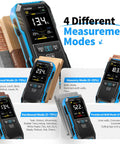 Pinless Wood Moisture Meter WMT-10 Go-To Rechargeable Digital Moisture Tester For Wood Walls Firewood Lumber Concrete And Building Materials With Data Hold And Record Built-In Flashlight Humidity Detector showing 4 measurement modes