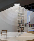 Installed Cordless Rechargeable Motion Sensor Ceiling Light With USB Cable 220 Lumens 6000K illuminating a room
