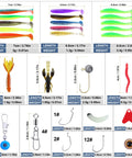 All In One 220 Piece Fishing Lures Kit Box With Soft Plastics Hooks Swimbaits Crankbaits Jigs And Accessories For Bass Crappie And Panfish Travel Ready Tackle Gear Set Great Gift For Men shown with measurements.