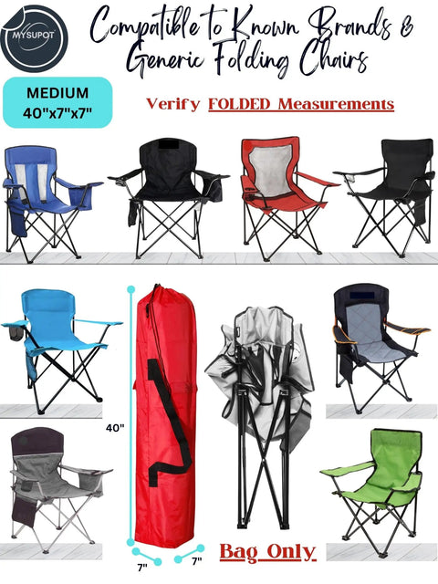 Replacement Bag For Folding Camping Chair 40x7x7 Inch 420D Oxford Polyester with Side Pockets Featuring Various Compatible Chairs
