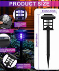 4 Pack Solar Bug Zapper Outdoor Waterproof 2 in 1 Mosquito Zapper And LED Light Fly Trap Lamp size and features display