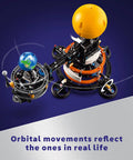 Planet Earth And Moon In Orbit Building Set For Kids 10 Plus An Outer Space STEM Toy model showing orbit with crank and gears