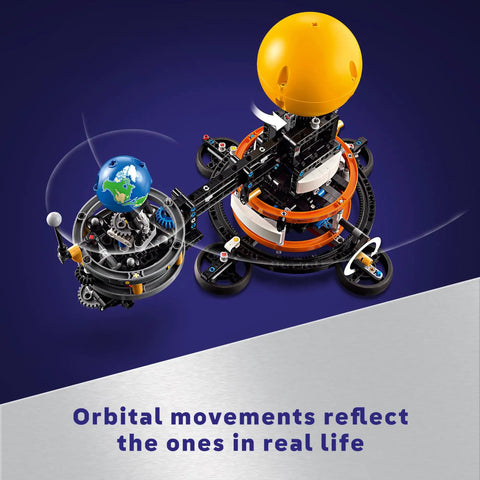 Planet Earth And Moon In Orbit Building Set For Kids 10 Plus An Outer Space STEM Toy model showing orbit with crank and gears