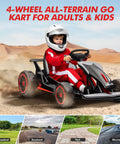 Child driving 24V Electric Go Kart For Kids 6 To 12 With Dual 200W Motors, 8.1 MPH Speed, Drift And 360 Spin, LED lights