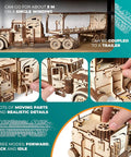 Heavy Duty 6 Cylinder Rubber Band Powered Truck Model Kit 3D Puzzle For Adults semi truck wooden model with trailer and moving parts