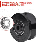 Heavy Duty 3.5 Inch V Groove Gate Wheel With Weldable Wheel Box For Sliding Metal Gates Inverted V Shape Zinc Plated Steel 1500 Lb Load Capacity Half Inch Bore Track Wheel featuring hydraulic pressed ball bearings