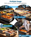8 Pack Hotel Pans With Lids, One Third Size 6 Inch Deep Stainless Steel Steam Table Pans in various kitchen settings