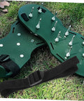 Adjustable Lawn Aerator Shoes Straps With Durable Spiked Shoelaces 16 Pack on grass for Gardening and Lawn Care