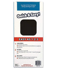 Back packaging of Leather Repair Patch Kit Brown 14 By 6 Inches Realistic Self Adhesive Faux Leather Patches For Couch Sofa Upholstery Car Seats And Other Furniture Vinyl Seat Repair, showing easy instructions.