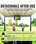 Magnetic Golf Cart Mirrors 2.0 No Drilling Ultra Strength Magnets Two Folding Side Mirrors on golf cart with detachable feature