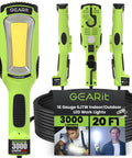 Powerful 2000 Lumen COB LED Work Light With 15 Ft Cord Magnetic Base Swivel Hook Built In Outlet Heavy Duty 16 Gauge SJTW