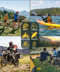 Collage showcasing Heavy Duty Waterproof Dry Bag Backpack 35L 55L 85L With Roll Top Closure for outdoors including hiking, kayaking.
