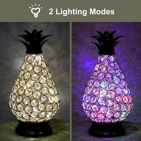 Two lighting modes of Extra Large Crystal Pineapple Lantern Lamp With IP44 Waterproof 13 Inch Lantern Decor Vibe Battery Operated Six Hour Timer