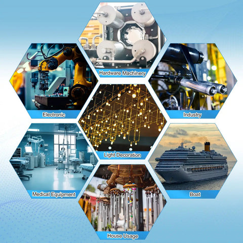 Collage showing applications of 12 Pack Round Aluminum Tubes 36 Inches Long Seamless Aluminum Tubing in various industries.