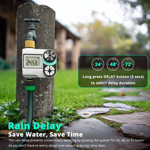 Programmable Sprinkler Timer With Brass Inlet And Outlet For Garden Hose Rain Delay Automatic And Manual Watering System