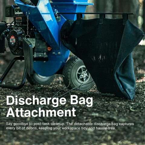 Beast Mode Heavy Duty Wood Chipper Shredder Mulcher Three In One 7 Horsepower Yard Cleanup Power Tool with discharge bag attachment