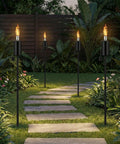 55 Inch Outdoor Oil Torch Lamps Four Pack Rustproof Stainless Steel Citronella Torches For Chill Patio Garden Backyard