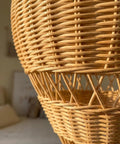 Detail of Natural Rattan Woven Hot Air Balloon Wall Decor For Nursery And Kids Room Boho Chic Dreamy Vibe With Handmade Texture