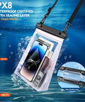 Large Waterproof Phone Pouch With Sealing Strip, Floating Dry Bag For Kayaks And Beach Trips, IPX8 Rating underwater view