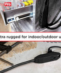 25 Ft Indoor Extension Cords 2 Pack 3 Outlet Power Strip With Grounded 16 Gauge Heavy Duty Cable ETL Listed Black on garage floor