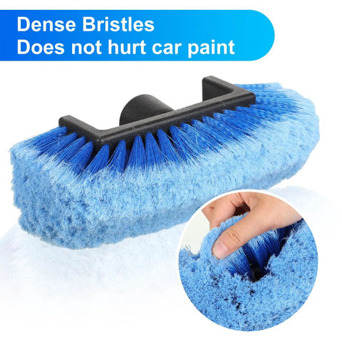 Two Pack Car Wash Brush Heads With Soft Detailing Bristles For Exterior Cleaning Of Auto Truck RV Boat Camper And More Flow Through Design Reaches Every Nook Gentle On Paint Safe On Wheels 10 Inch Blue, dense bristles