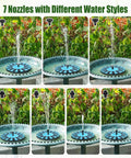 Solar Powered Water Fountain For Bird Bath Garden Pond Pool And Patio With 8 Nozzles And 4 Fixers Upgraded 100 Percent Glass Panel