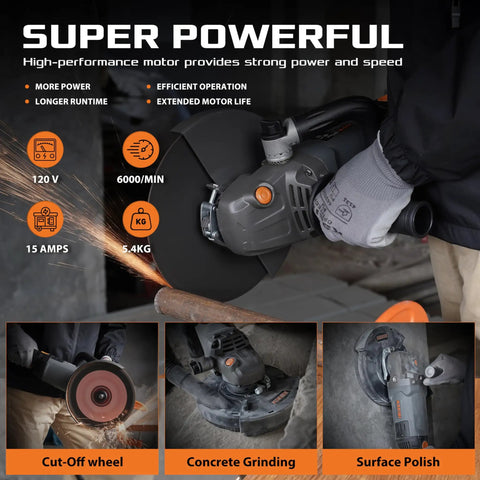 Beast Heavy Duty 7 Inch Concrete Grinder Kit With Dust Extraction Shroud And 2400W 15A Motor Delivers 6000 RPM in use
