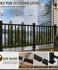 Hella Tough Deck Railing Kit With Reinforced Posts For Patios And Stairs Meets Building Codes, black steel guardrail cut to fit