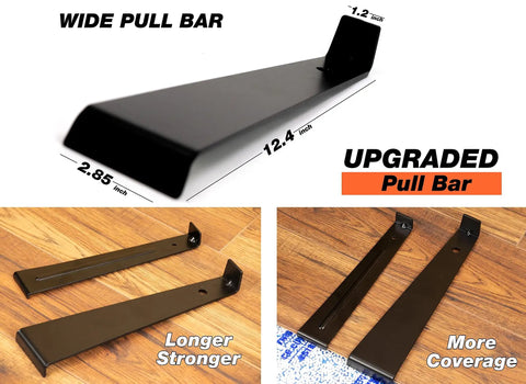 Wide pull bar from Professional Laminate Flooring Tools Kit With Tapping Block Pull Bar Rubber Mallet Knee Pads