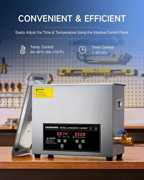 Pro Grade Ultrasonic Cleaner With Heater And Timer, 6L 1.6 Gallon Digital Sonic Cleaning Machine, 180W Stainless Steel