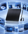 External Blu Ray Drive With Read And Burn Support 3D Blu Ray Burner For PC USB 3.0 High Speed Optical Drive For CDs DVDs And Blu Rays Plug And Play Portable Writer For Windows And Mac, black slim external drive with USB-C cable