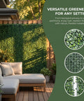Grass Wall Panels For Balcony And Patio 40 By 120 Inch Artificial Ivy Privacy Fence Screen displayed on a patio wall