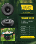 Two Pack 10 Inch Solid Run Flat Tire And Heavy Duty Wheel Set Compatible With Hand Trucks And Wheelbarrows 4.10/3.50-4 Tires