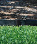 Pound-In Landscape Edging Kit With Anchoring Stakes, 4.5 Inch Straight-Top Black Plastic Garden Border, grass and soil edge