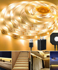 9.84 Foot Motion Activated LED Strip Lights Warm White USB Powered with Motion Sensor and Auto Shut Off Timer Non Waterproof No Fuss