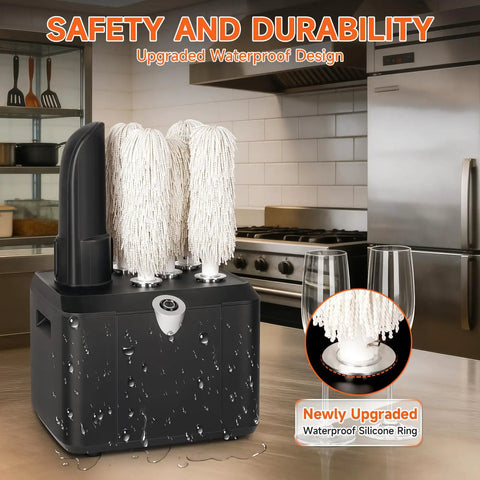 Commercial Glass Polisher And Bar Washer delivers crisp spotless shine, upgraded waterproof design in kitchen setting.