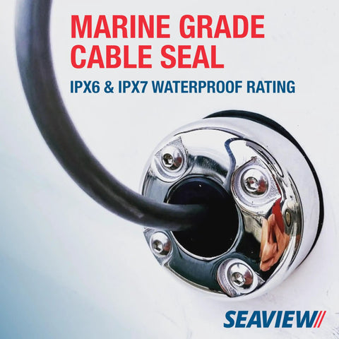 Round Cable Gland Marine Grade Waterproof Pass Through Seal CG20SS Polished Stainless Steel on a boat installation