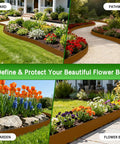 33 Feet Pre Rusted Corten Steel Landscape Edging No Dig Metal Garden Border 10 Pack Weathering Steel Interlocking Strips with Clips