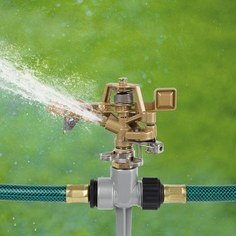 Two Pack Impact Sprinklers With Stand Spike Heavy Duty Zinc Alloy Lawn Sprinkler Heads On Spike Base Adjustable From 360 Degrees