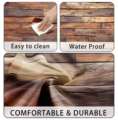 Close-up of Beast Waterproof Outdoor Picnic Table Cover showing rustic wood design, waterproof feature, and easy-to-clean surface.