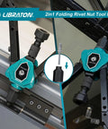 Two In One Rivet Nut Tool And Rivet Gun Kit Folding Heavy Duty Hand Tool with 11 Mandrels and 5 Nose Pieces in use