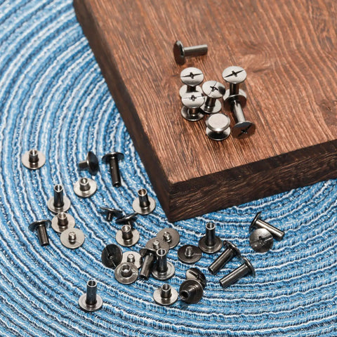 Top Shelf Kickass Chicago Screws Assorted Hardware Kit including Six Hella Versatile Sizes, solid gun black finish, assorted threaded rivets.
