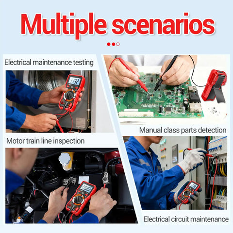 Pro Grade Digital Multimeter With Backlit LCD Case And NCV Flashlight For Quick Live Wire Detection And Data Hold Measuring AC DC Voltage Current Capacitance Resistance Continuity And Diode Test in maintenance scenes