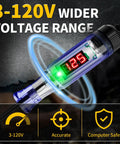 Pro Grade DC Voltage Tester Pen With LED Display 3 To 120V Range Auto Bidirectional Testing Handy Car Battery Polarity And Continuity Check Fuse Diagnostic Tool For Auto Electricals, 3-120V LED pen display