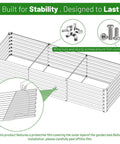 Diagram of 2-Pack Galvanized Raised Garden Bed Kit 6x2x2 Ft Metal Planter Box with assembly details, brown finish, steel frame.