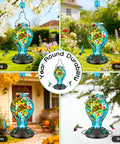 Hand Blown Glass Hummingbird Feeder For Outdoors Hanging 24oz Nectar Bottle With Ant Moat Perch Bee Resistant Ports
