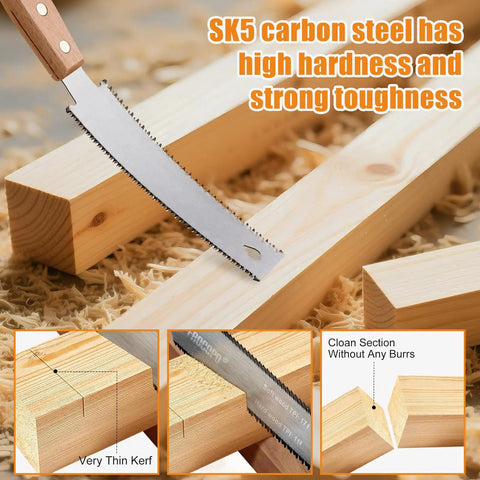 Woodworking Tools Starter Kit For DIYers And Beginners with 6-inch double edge blade for dovetail joinery and flush cutting.