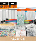 Mega 1628 Piece DIY Electronics Kit With LEDs Diodes Resistors Capacitors Transistors Dupont Wire PCBs And Breadboards For Hands On Prototyping And Learning, 1628-piece kit